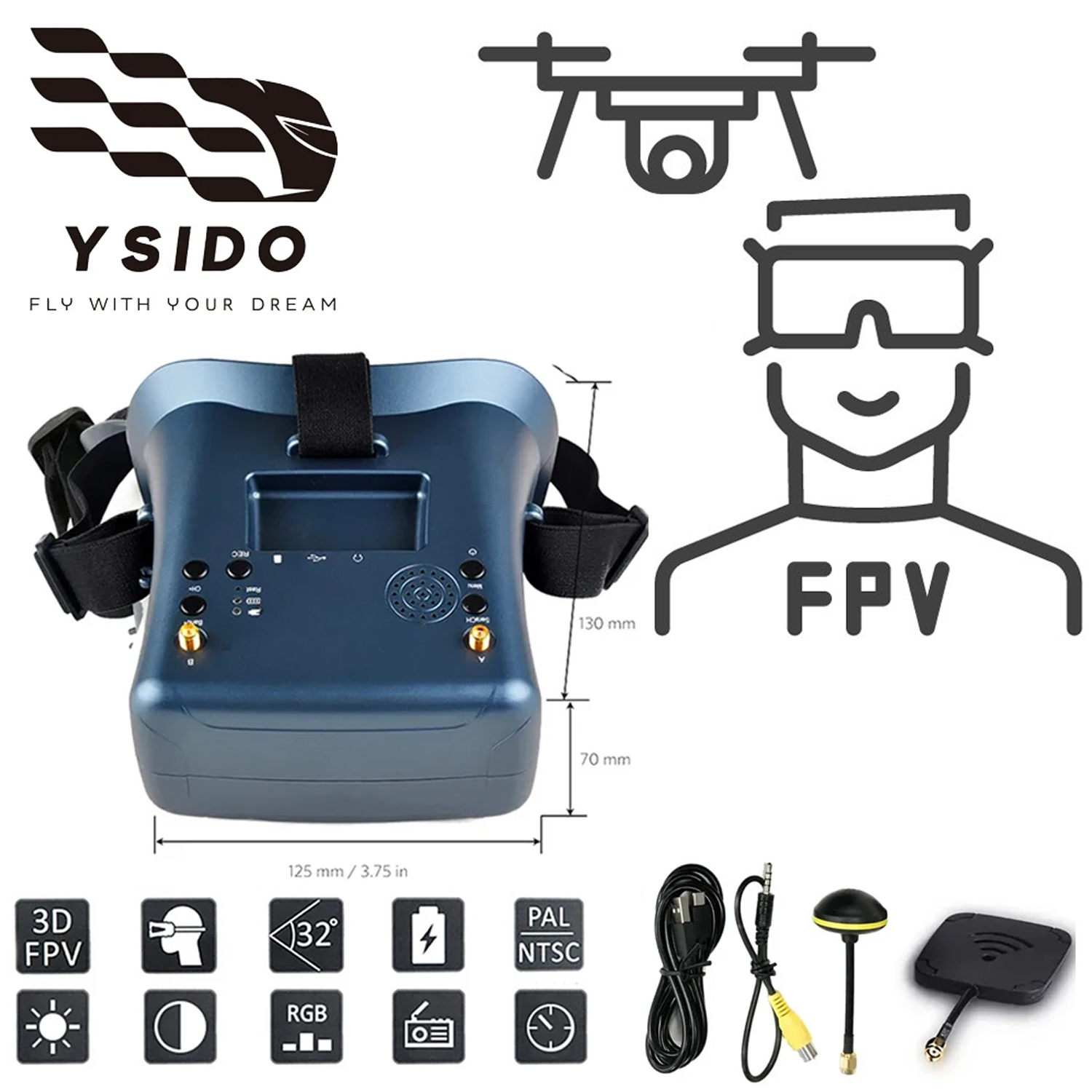 FPV Goggles 008D 5.8G 40CH 4.3 - Skyzone Sky04O Pro Fpv Goggles ulasan dan harga